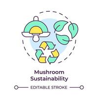 Mushroom sustainability multi color concept icon. Mushroom farming benefit. Using organic waste. Round shape line illustration. Abstract idea. Graphic design. Easy to use in article vector