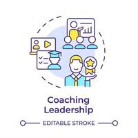 Coaching leadership multi color concept icon. Business coaching, mentoring. Learning guidance. Round shape line illustration. Abstract idea. Graphic design. Easy to use in infographic, presentation vector
