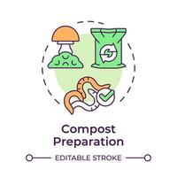 Compost preparation multi color concept icon. Indoor mushroom farming. Organic fertilizer. Soil health. Round shape line illustration. Abstract idea. Graphic design. Easy to use in article vector