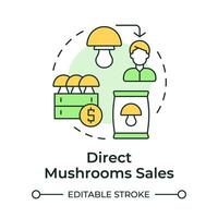 Direct mushroom sales multi color concept icon. Selling mushrooms. Commercial farming. Fresh produce. Round shape line illustration. Abstract idea. Graphic design. Easy to use in article vector