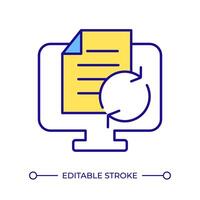 License renewal RGB color icon. Intellectual property licensing. Documentation processing, copyright control. Isolated illustration. Simple filled line drawing. Editable stroke vector