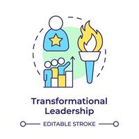 Transformational leadership multi color concept icon. Personal growth. Team members cooperation. Round shape line illustration. Abstract idea. Graphic design. Easy to use in infographic, presentation vector