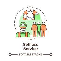 Selfless service multi color concept icon. Team members cooperation. Cpr training, first aid. Round shape line illustration. Abstract idea. Graphic design. Easy to use in infographic, presentation vector