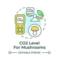CO2 level multi color concept icon. Optimal conditions for growing mushrooms. Indoor farming. Fresh air exchange. Round shape line illustration. Abstract idea. Graphic design. Easy to use in article vector
