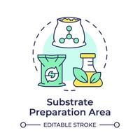 Substrate preparation area multi color concept icon. Mushroom farm. Growing medium. Fungi cultivation. Round shape line illustration. Abstract idea. Graphic design. Easy to use in article vector