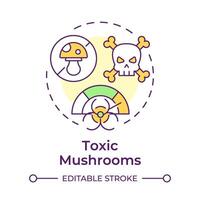 Toxic mushrooms multi color concept icon. Deadly poisonous fungi. Harmful wild mushrooms. Health risk. Round shape line illustration. Abstract idea. Graphic design. Easy to use in article vector