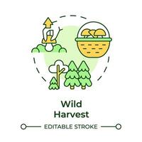 Wild harvest multi color concept icon. Mushroom cultivation technique. Edible mushrooms foraging. Round shape line illustration. Abstract idea. Graphic design. Easy to use in article vector