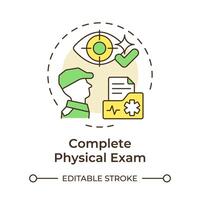 Complete physical exam multi color concept icon. Vision test, perception. Army job, examination. Round shape line illustration. Abstract idea. Graphic design. Easy to use in infographic, presentation vector