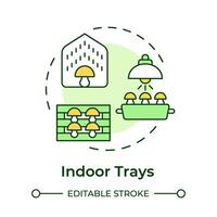 Indoor trays multi color concept icon. Mushroom cultivation technique. Indoor farming. Climate control. Round shape line illustration. Abstract idea. Graphic design. Easy to use in article vector