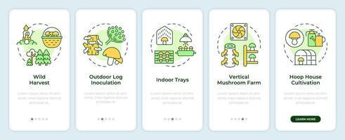 Cultivation techniques onboarding mobile app screen. Walkthrough 5 steps editable graphic instructions with linear concepts. UI, UX, GUI template vector