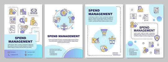 Benefits of spend management blue gradient brochure template. Leaflet design with linear icons. Editable 4 layouts for presentation, annual reports vector