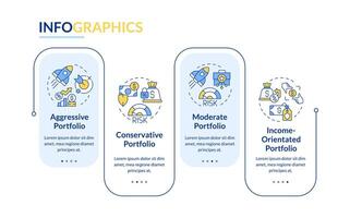 Portfolio management strategy types rectangle infographic template. Data visualization with 4 steps. Editable timeline info chart. Workflow layout with line icons vector