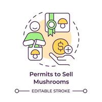Permits to sell mushrooms multi color concept icon. Legal document. Mushroom management and regulation. Round shape line illustration. Abstract idea. Graphic design. Easy to use in article vector