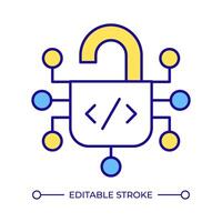 Open source license RGB color icon. Access control. Shareware management, freeware distribution. Intellectual property. Isolated illustration. Simple filled line drawing. Editable stroke vector