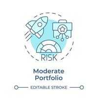 Moderate portfolio soft blue concept icon. Investment organization, rocket progress. Risk management. Round shape line illustration. Abstract idea. Graphic design. Easy to use in infographic vector