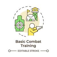 Basic combat training multi color concept icon. Military camp, army job. Shooting target body. Round shape line illustration. Abstract idea. Graphic design. Easy to use in infographic, presentation vector
