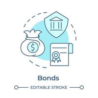 Bonds soft blue concept icon. Investment management, asset allocation. Financial planning. Round shape line illustration. Abstract idea. Graphic design. Easy to use in infographic, presentation vector
