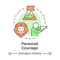 Personal courage multi color concept icon. Combat training, resilience. Army values, duty. Round shape line illustration. Abstract idea. Graphic design. Easy to use in infographic, presentation vector