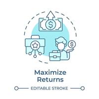 Maximize returns soft blue concept icon. Asset management, fund manager. Income generation. Round shape line illustration. Abstract idea. Graphic design. Easy to use in infographic, presentation vector