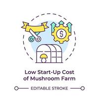Low startup costs multi color concept icon. Mushroom farming benefit. Agricultural venture. New business. Round shape line illustration. Abstract idea. Graphic design. Easy to use in article vector
