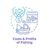 Costs and profits of fishing blue gradient concept icon. Fisheries management, sustainability. Round shape line illustration. Abstract idea. Graphic design. Easy to use in infographic, presentation vector