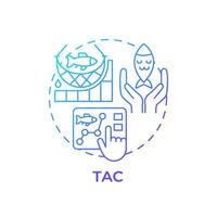 TAC blue gradient concept icon. Fisheries management, allowable catch. Aquatic ecosystem. Round shape line illustration. Abstract idea. Graphic design. Easy to use in infographic, presentation vector