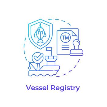 buque registro azul degradado concepto icono. regulador cumplimiento, seguridad estándar. redondo forma línea ilustración. resumen idea. gráfico diseño. fácil a utilizar en infografía, presentación vector