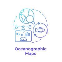 Oceanographic maps blue gradient concept icon. Weather data, statistics. Monitoring tool. Round shape line illustration. Abstract idea. Graphic design. Easy to use in infographic, presentation vector