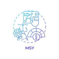 MSY blue gradient concept icon. Fishing limits, fisheries management. Fish analysis. Round shape line illustration. Abstract idea. Graphic design. Easy to use in infographic, presentation vector