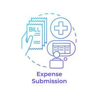 Expense submission blue gradient concept icon. Cost control, billing receipt. Transaction documentation. Round shape line illustration. Abstract idea. Graphic design. Easy to use in infographic vector