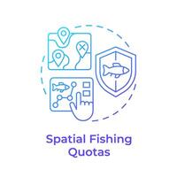 Spatial fishing quotas blue gradient concept icon. Resource management. Marine ecosystem preservation. Round shape line illustration. Abstract idea. Graphic design. Easy to use in infographic vector