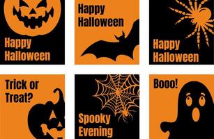 Set of invitation card template for Halloween celebration silhouette design vector