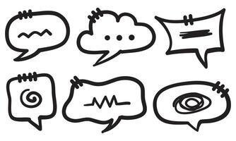Hand drawn set of speech bubbles isolated . Doodle set element. vector