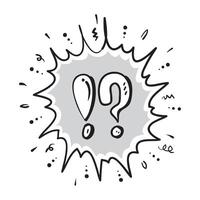 hand drawn doodle call and symbol for alert icon. Question mark vector