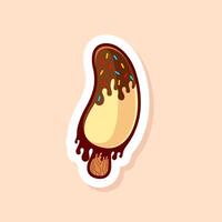 Cute of banana ice cream with melted chocolate and sprinkles isolated vector