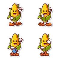 set cute cartoon character of corn isolated vector