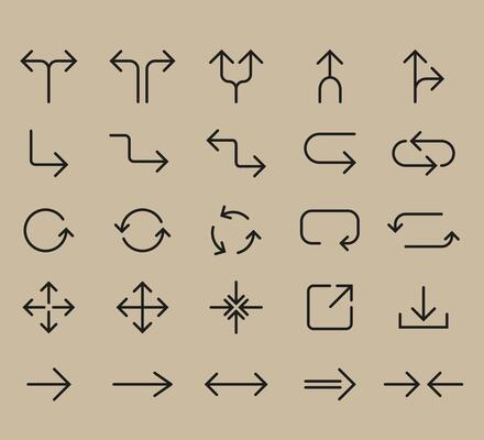 Line Arrow icon set. illustration, flat design