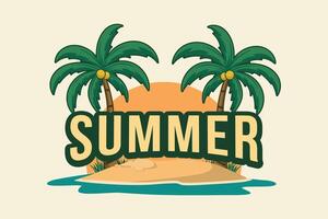 summer logo with palm trees and the word summer vector