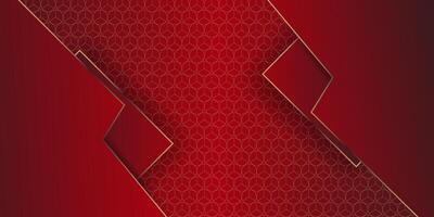 luxurious dark red gold line arrow overlap with rectagle mesh pattern combination background. vector