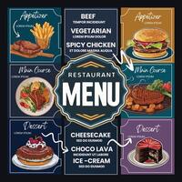 restaurant menu template with different types of food vector