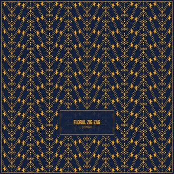 Bbeautiful zig-zag pattern with simple floral ornament with dark background vector