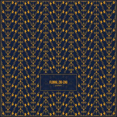Bbeautiful zig-zag pattern with simple floral ornament with dark background