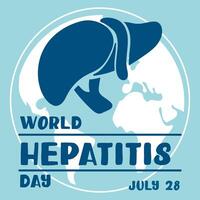 World Hepatitis Day July 28, banner is used for design of postcards with a minimalist and modern concept, cover, background, liver, internal organs, international. Silhouette blue vector