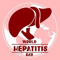 The World Hepatitis Day banner is used for design of postcards with a minimalist and modern concept, cover, background, liver, internal organs, international. Silhouette illustration on pink vector