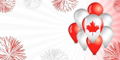 Canada Day balloons and flag, background template, holiday banner with copy space vector