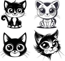 a diverse set of cat silhouettes, showcasing various poses and expressions. Ideal for creative projects, these high-quality vectors enhance designs for posters, invitations, digital art.