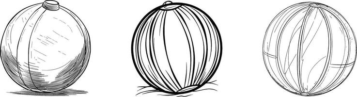 simple line drawing of an inflatable beach ball in the style of style on a white background, simple design with thick lines and low details vector