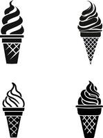 Ice cream in bright cartoon style. Icecream in nice colors isolated on white background.Melting ice cream balls in the waffle cone vector