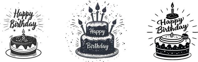 Illustration of a Collection of Cake Icons for Birthdays and Special Occasions vector
