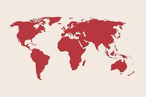 world red map isolated on beige background. Detailed world atlas vector